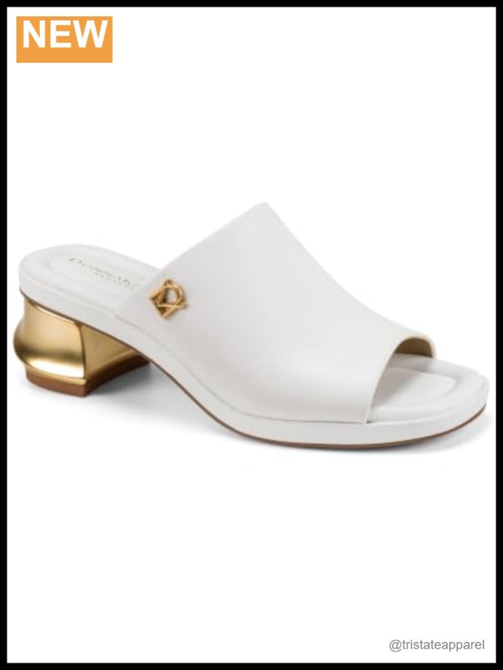 Block Heel Mule Sandal Leather Square Toe Pull-On